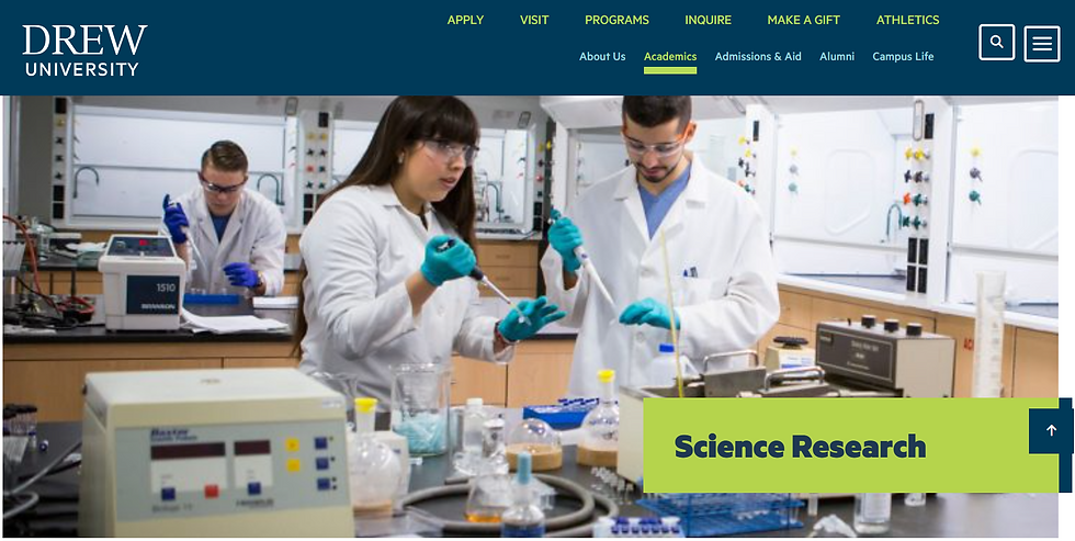 Scientists in lab coats and gloves work with pipettes in a bright lab. Equipment and beakers surround them. Text reads: "Science Research."