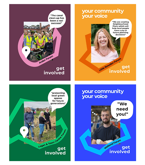 Bright social media assets for your community, your voice campaign