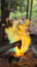 charcoal furnace melting copper 