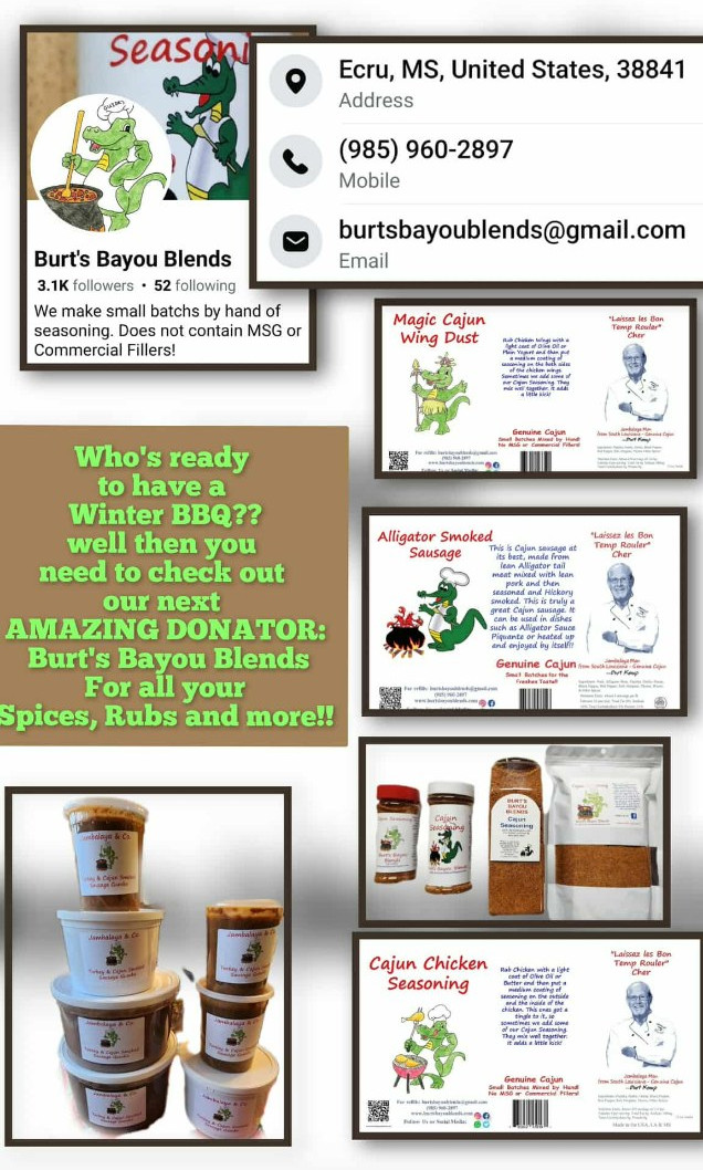 Burts Bayou Blends Donated Items