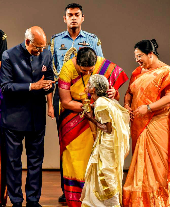 The proud moment at the age of 96 being awarded by the India's President Ram Nath Kovind