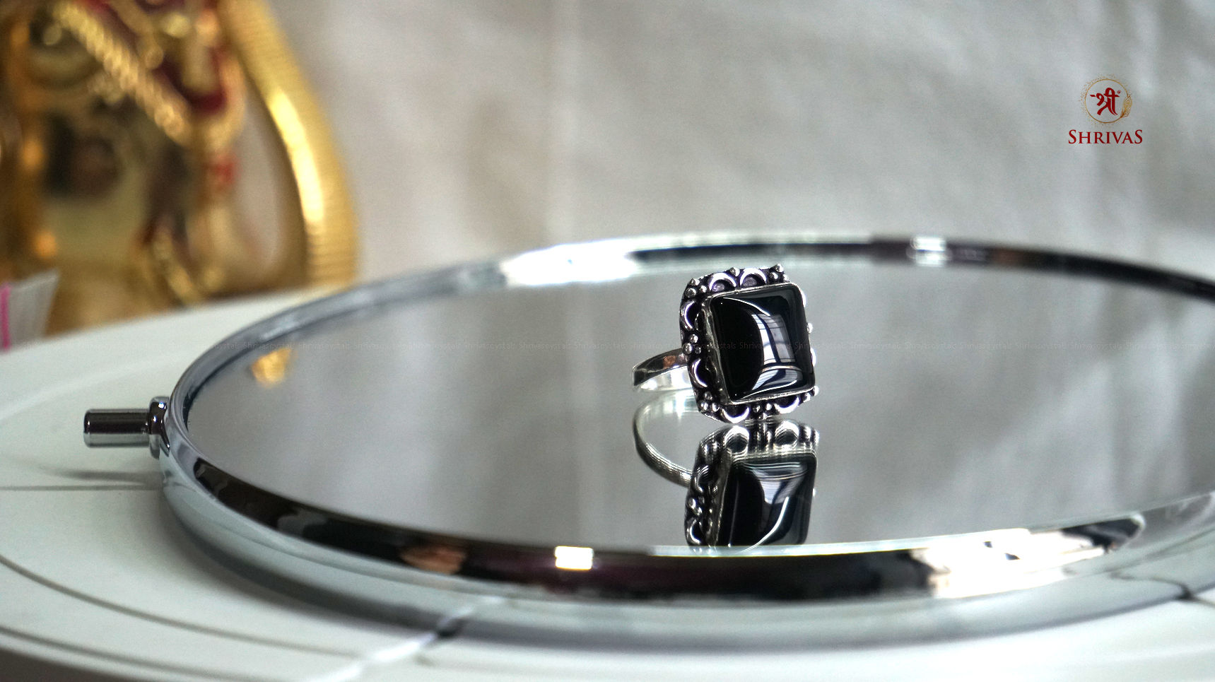 Black onyx polish mix design Ring Squar