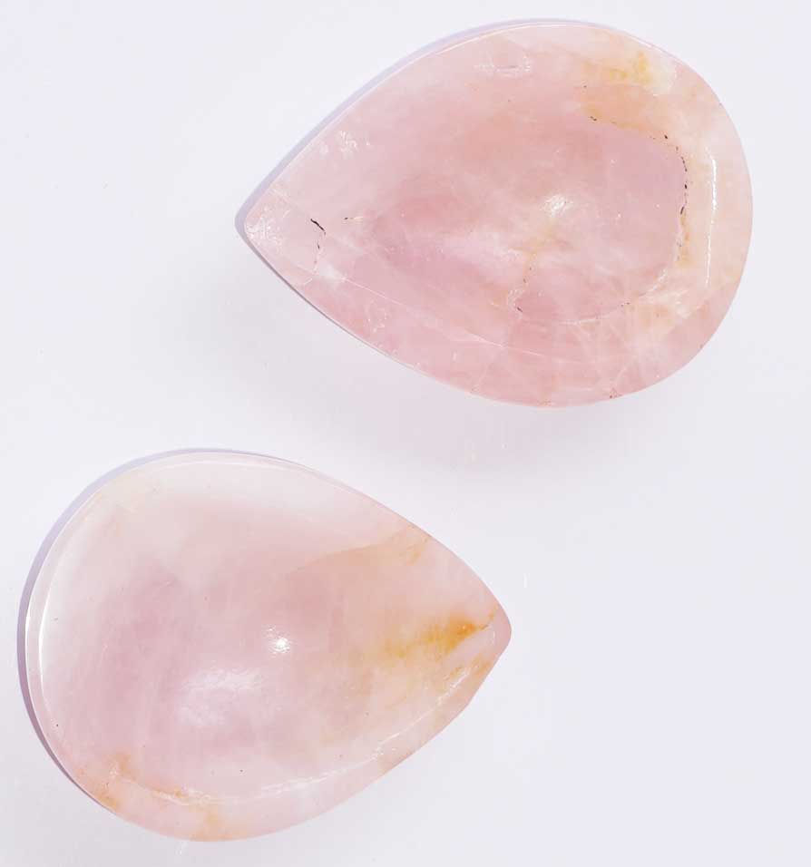 Rose Quartz Diya Pair