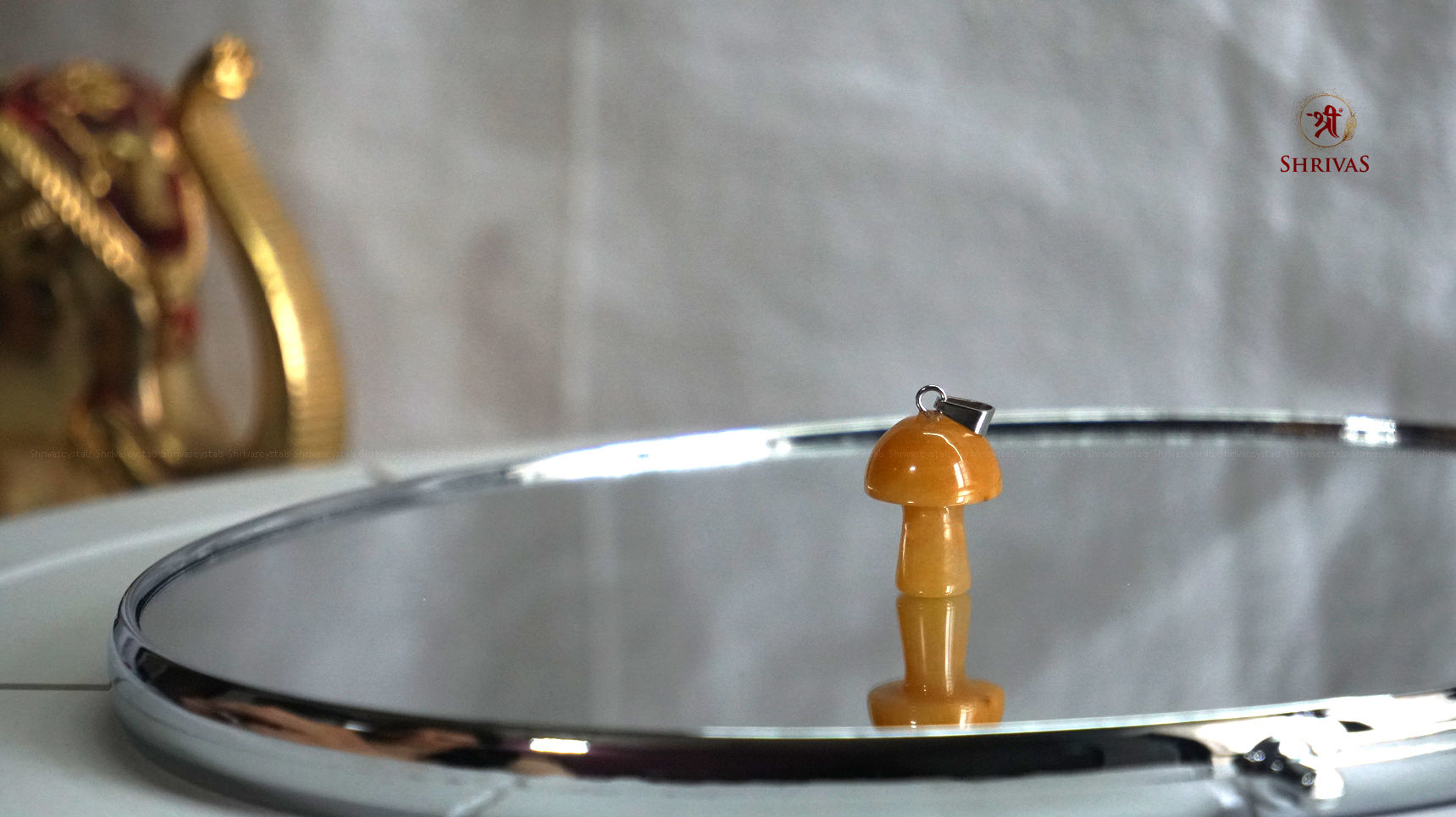 Golden agate mushroom pendant