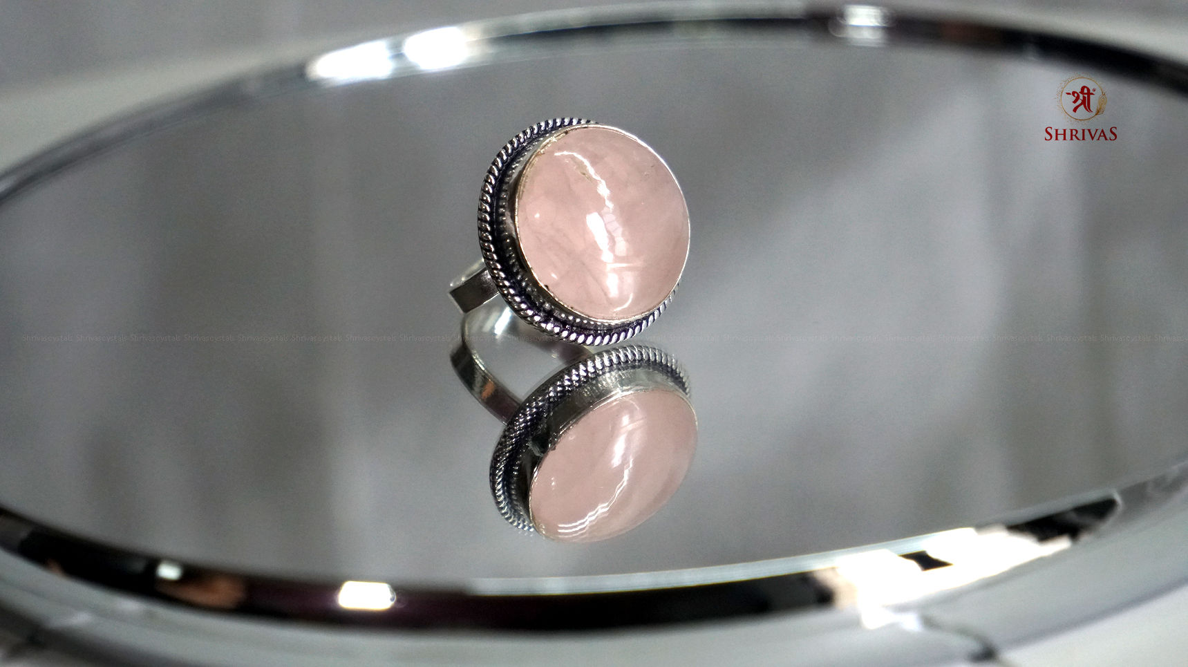 Rose Polish Stone mix design Ring