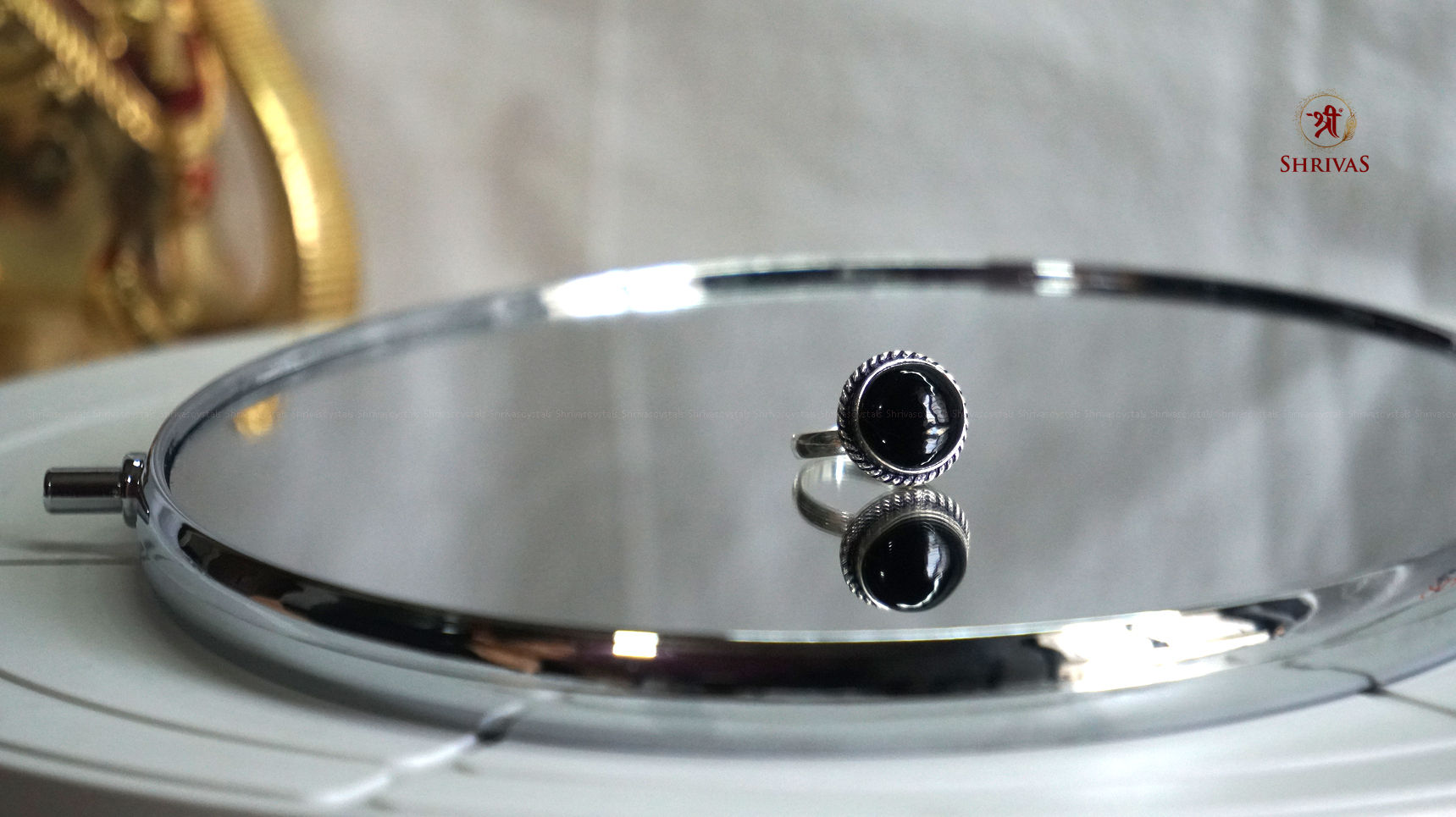 Black Tourmaline Polish round Ring