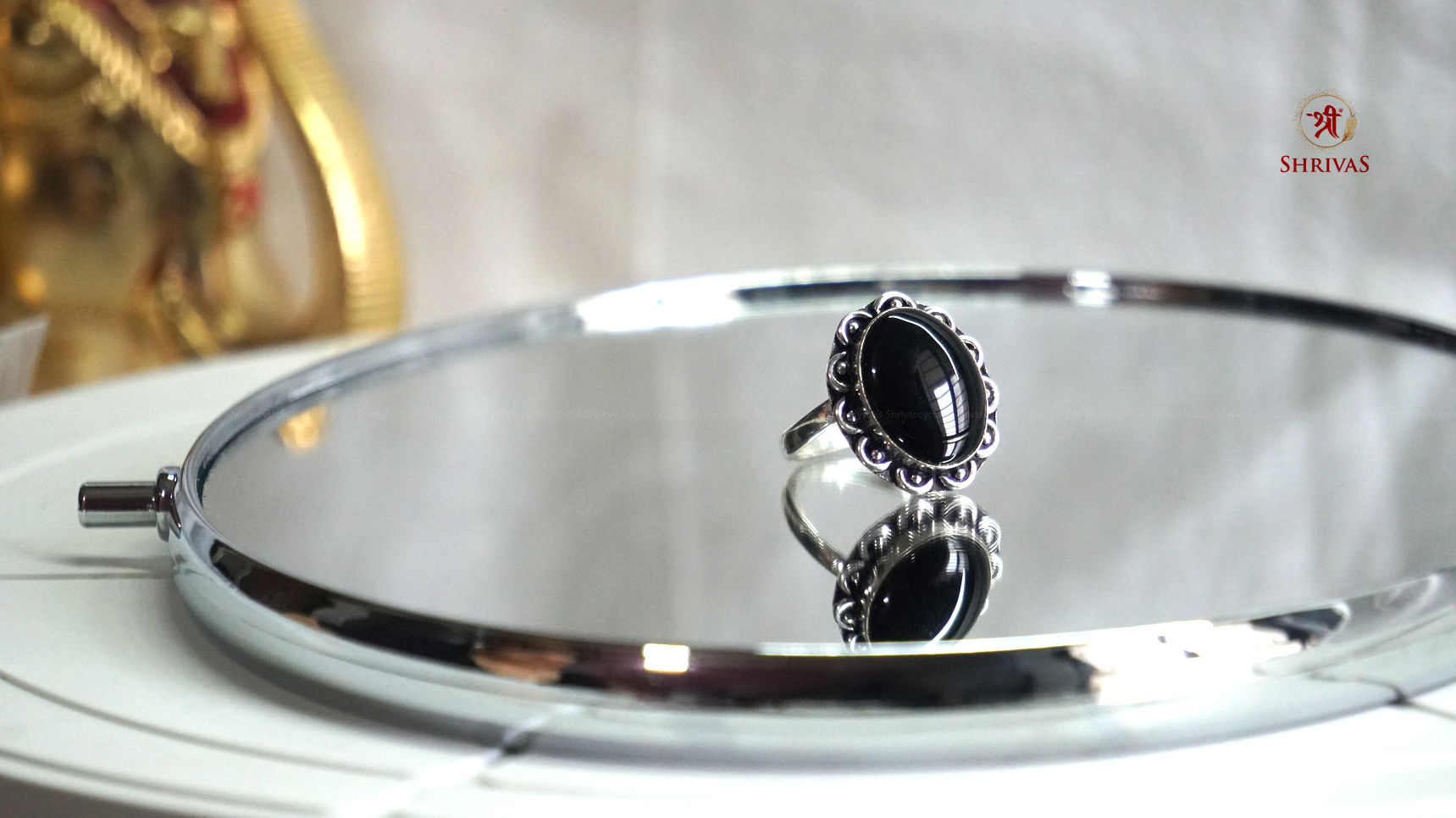 Black onyx polish mix design Ring Oval