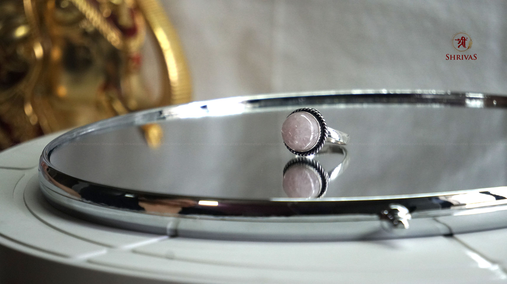 Rose Quartz Polish round Ring