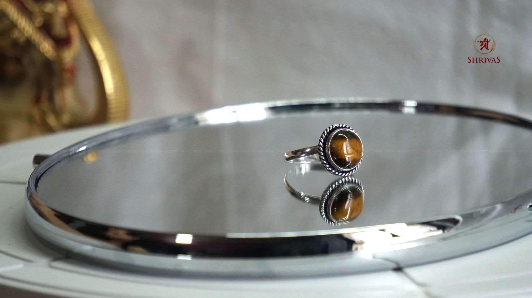 Tiger Eye Polish round Ring