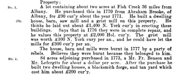 Jonathan Jones property description near Saratoga, New York.