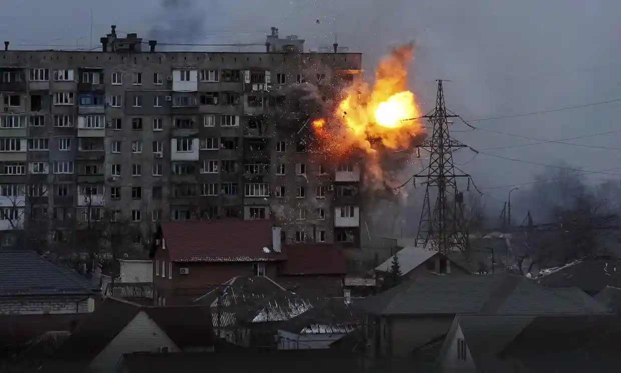 The siege of Mariupol, in which the Russian assault killed as many as 22,000 civilians, co
