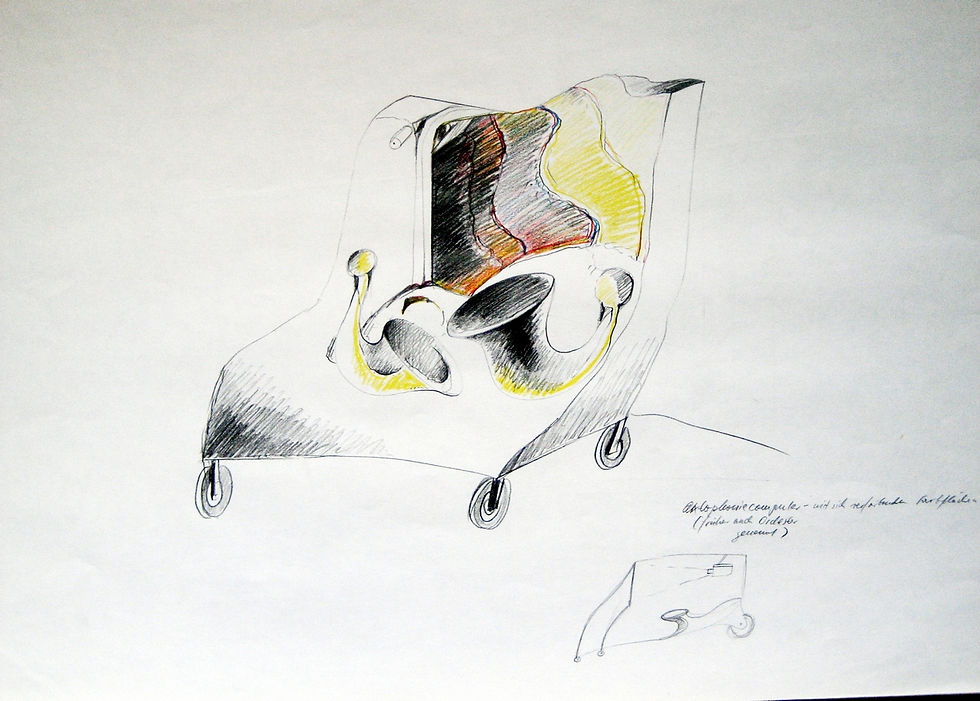 Die verwunschene Posaune, 1970, Bleistift und Buntstift auf Papier 70x100cm