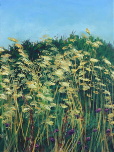 The Long Grass Whispers  - a  small plein air painting, oil on canvas, Devon.