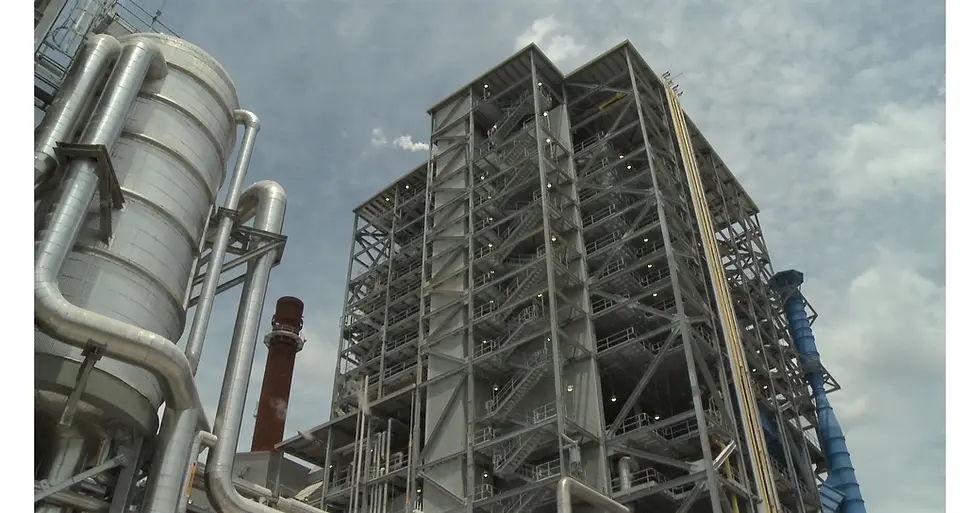Industrial processing facility with steel structures