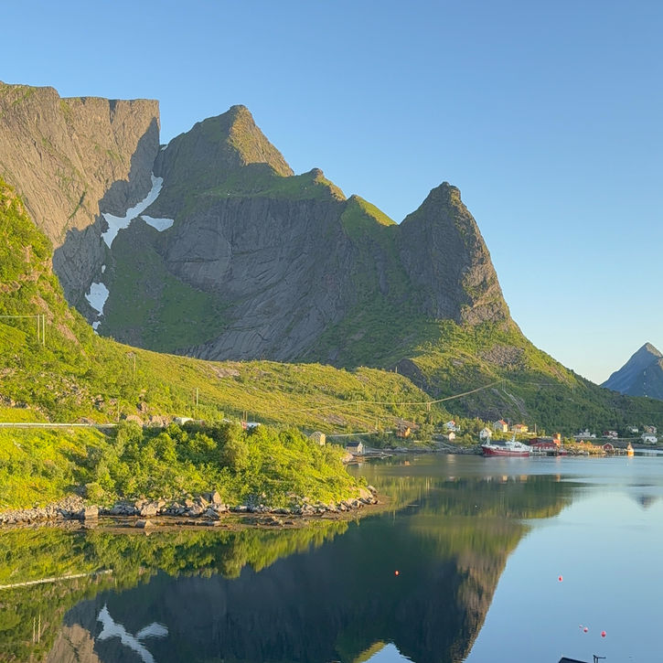 View of Reinebringen hike in Reine, Lofoten Islands, Norway