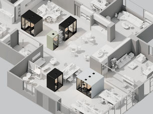 atom pods shown in an office layout