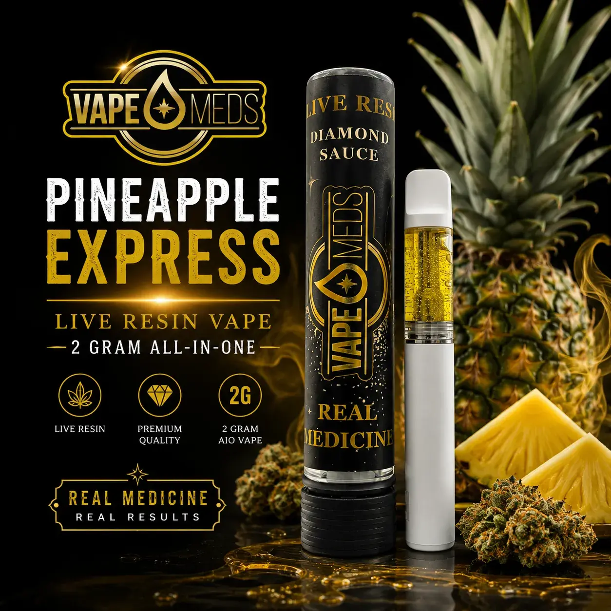 Pineapple Express Live Resin Vape – 2 Gram All-In-One