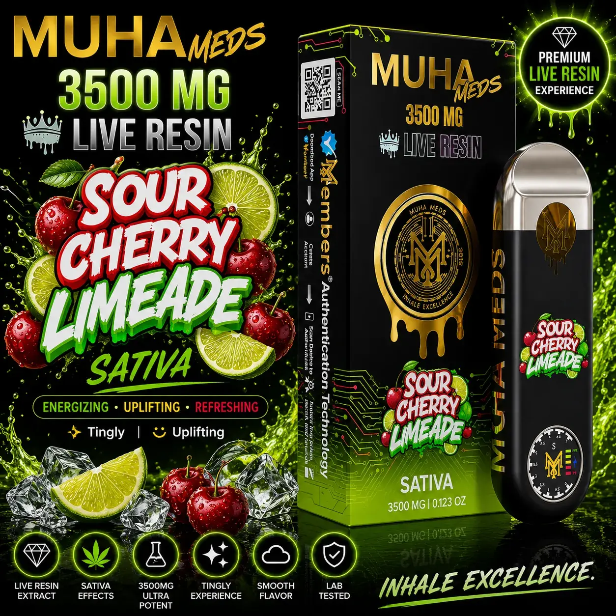 Muha Meds Sour Cherry Limeade Melted Diamonds All-In-One – 3.5 Gram