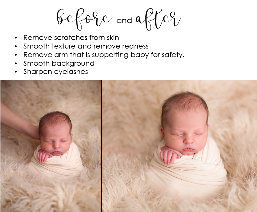 newborn photo editing before and after
