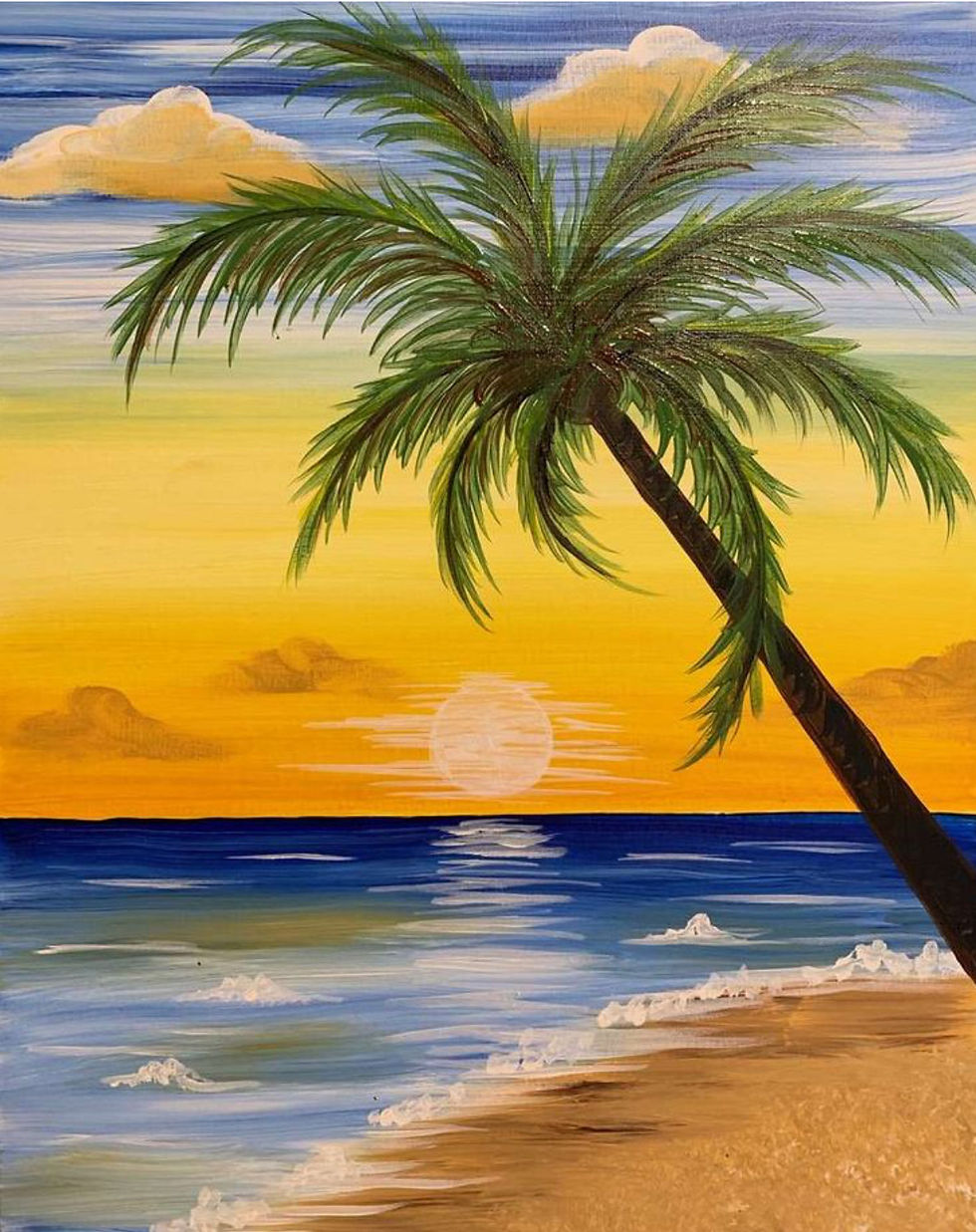 Tropical Beach Sunset Painting