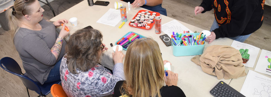 Adults doing craft