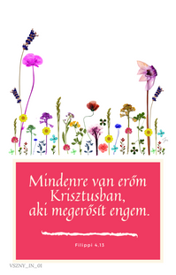 Biblia, Isten, igehely, igevers, kártya, igés kártya, ajándék, Jézus, igés ajándék, keresztény ajándék, keresztényajándék, házasságkötés, házassági évforduló, esküvő, névnap, névnapra, születésnap, születésnapra, szülinap, birthday, happy birthday, celebrate, celebration, ballagás, köszönöm, köszönettel, szeretettel, notesz, napló, füzet, igés napló, igenapló, igés füzet
Igevers:
Mindenre van erőm a Krisztusban, aki megerősít engem.
Filippi 4,13