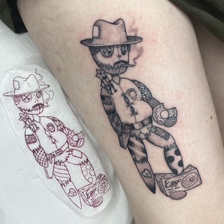 stranger things voodoo doll illustrative tattoo.