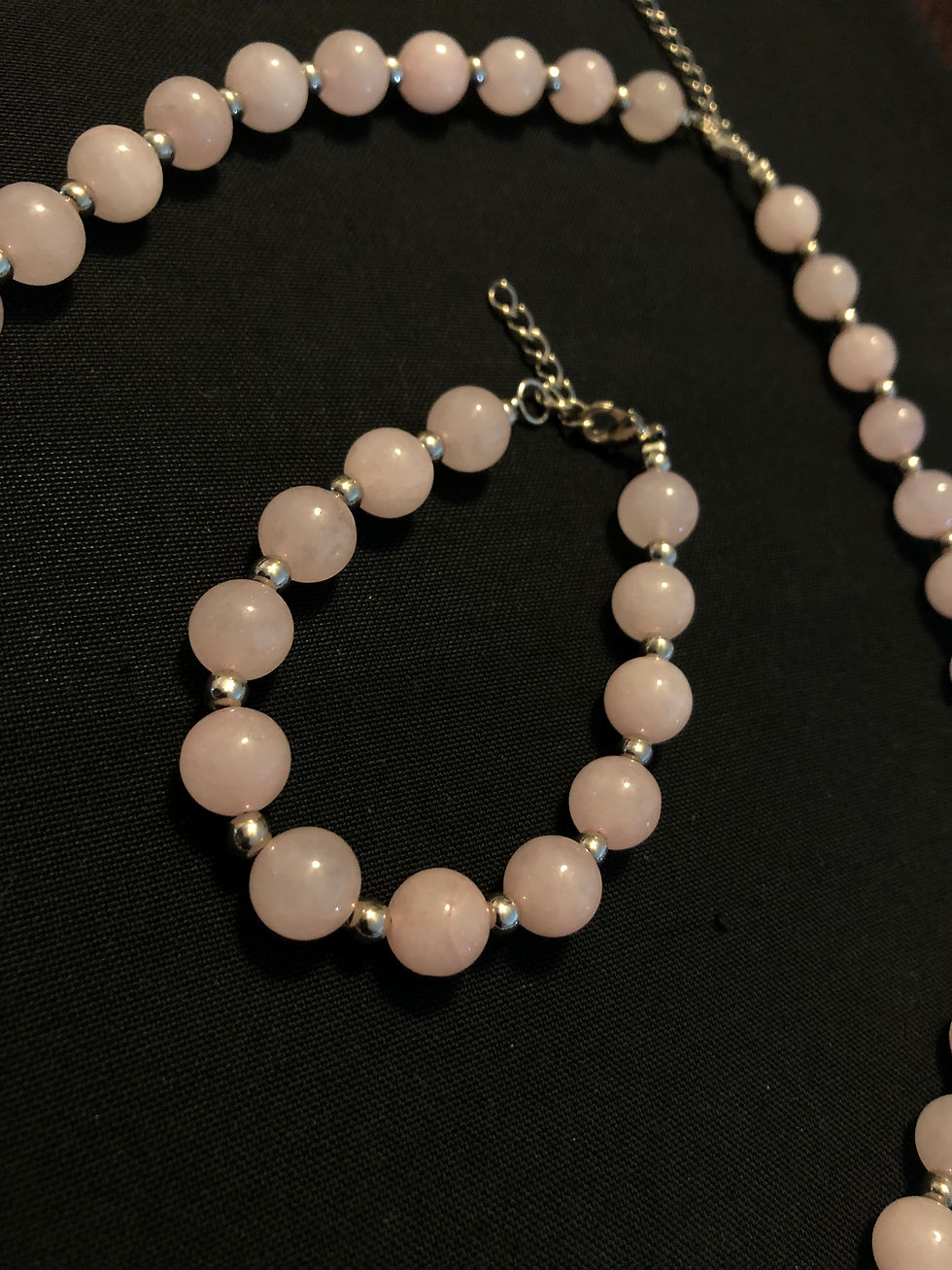 Rose Quartz Necklace w/ Bracelet 