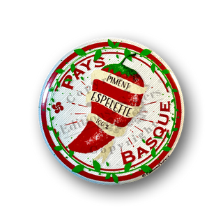 Vintage magnet, Espelette, piment, piment d'Espelette, rouge, vert, blanc