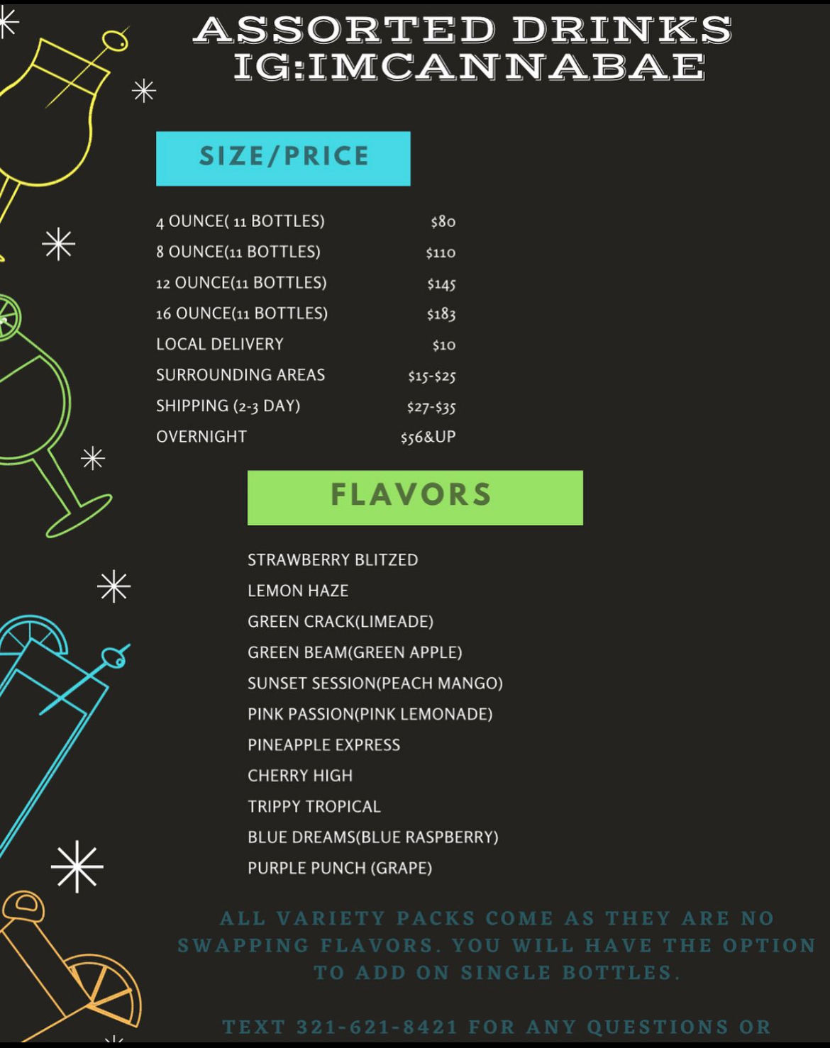 Assorted infused drinks