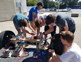 Students testing car engineering