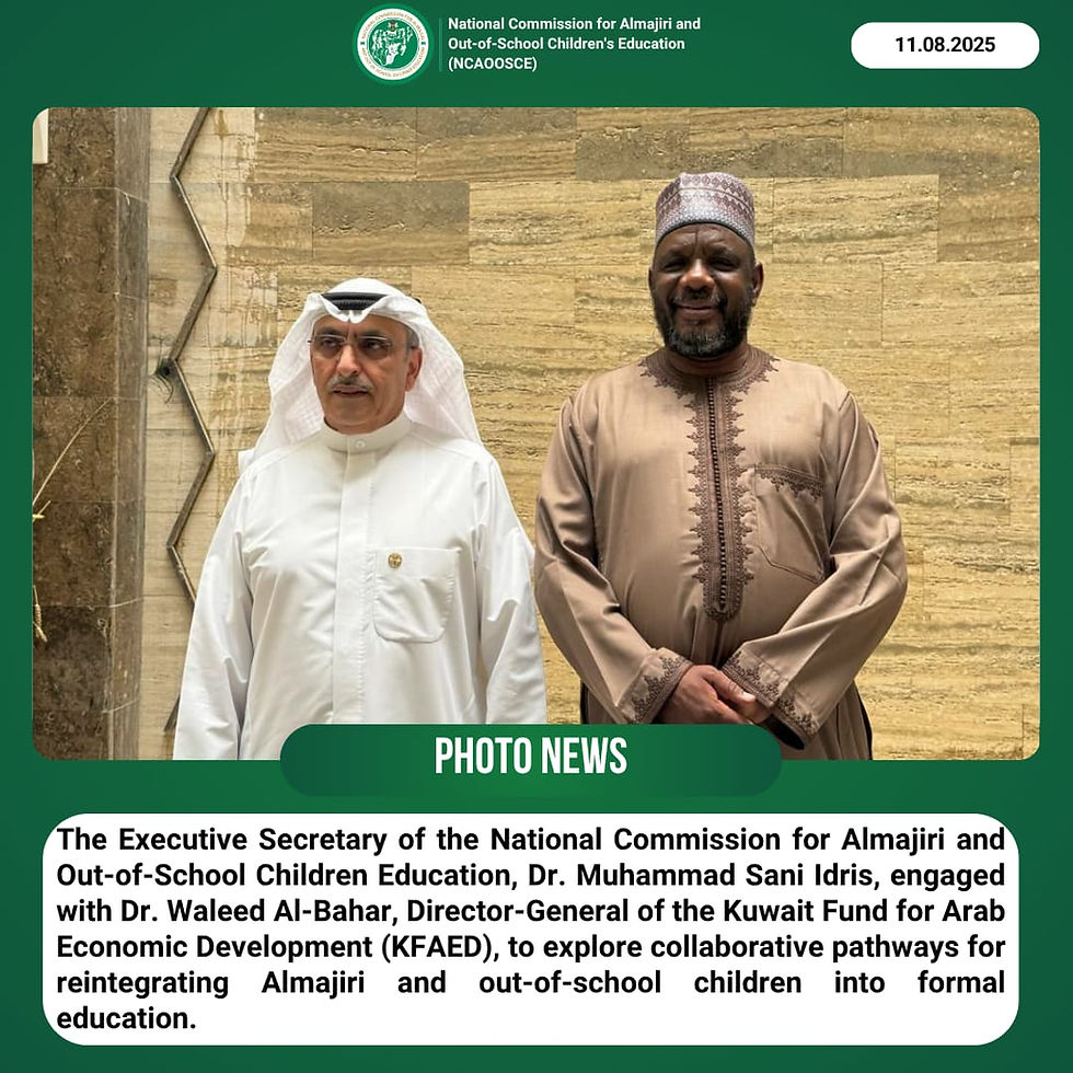 Dr. Muhammad Sani Idris, ES of the NCAOOSCE, met with Dr. Waleed Al-Bahar, DG of the Kuwait Fund for Arab Economic Development (KFAED), to discuss potential collaboration