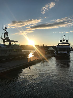 Motor boats in the evening