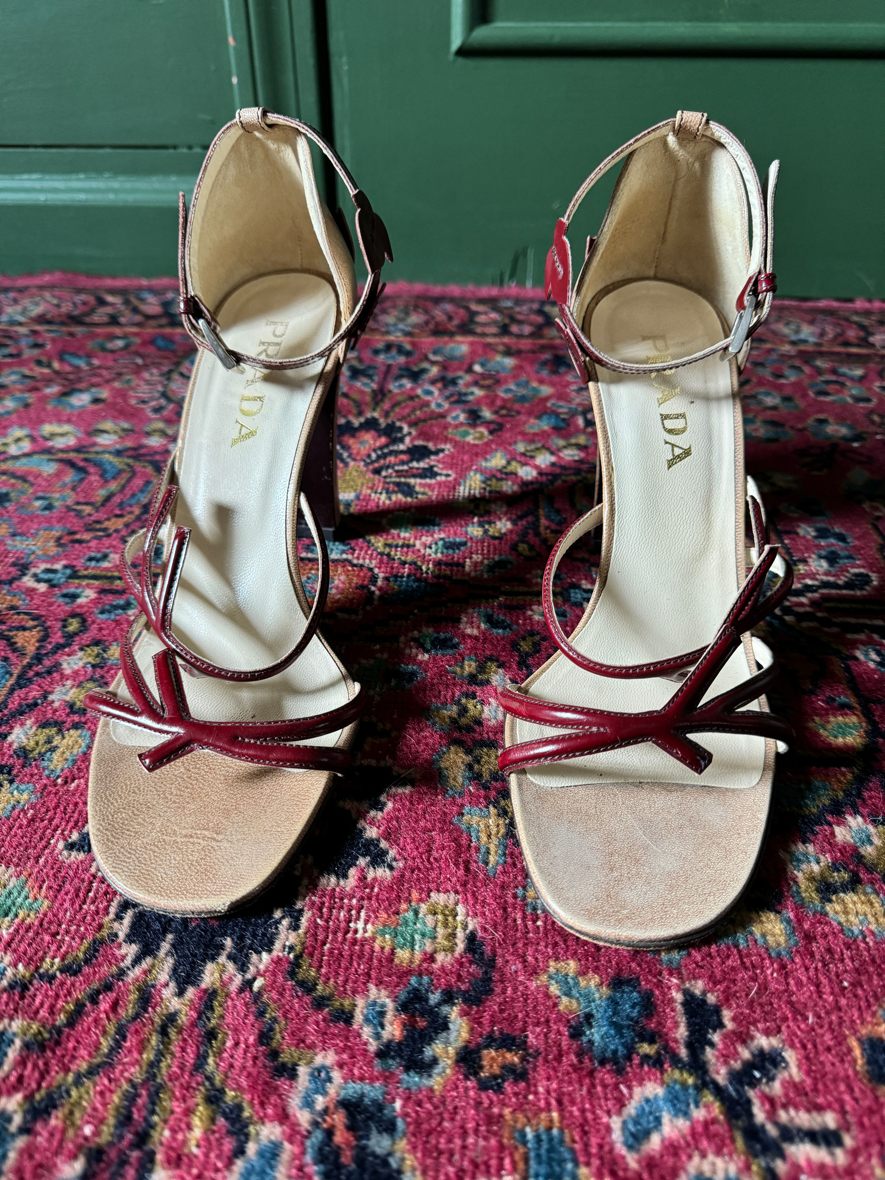 Vintage S/S 1997 Prada Vine Leaf Branch Heels - Runway | Flora Vintage