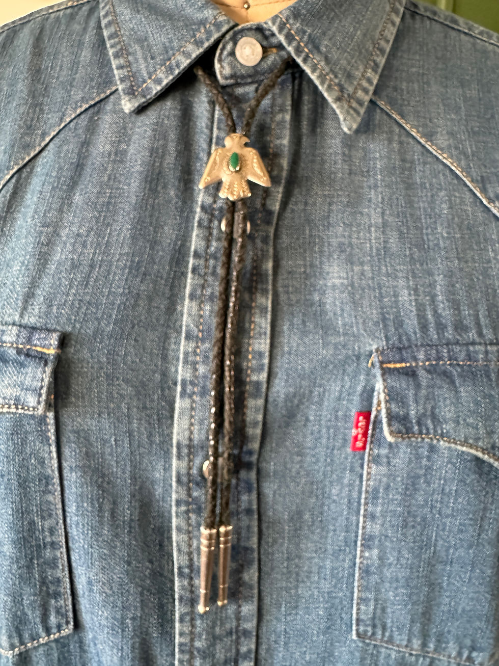 Thumbnail: Vintage Fred Harvey Style Navajo Thunderbird Southwestern Bolo Tie