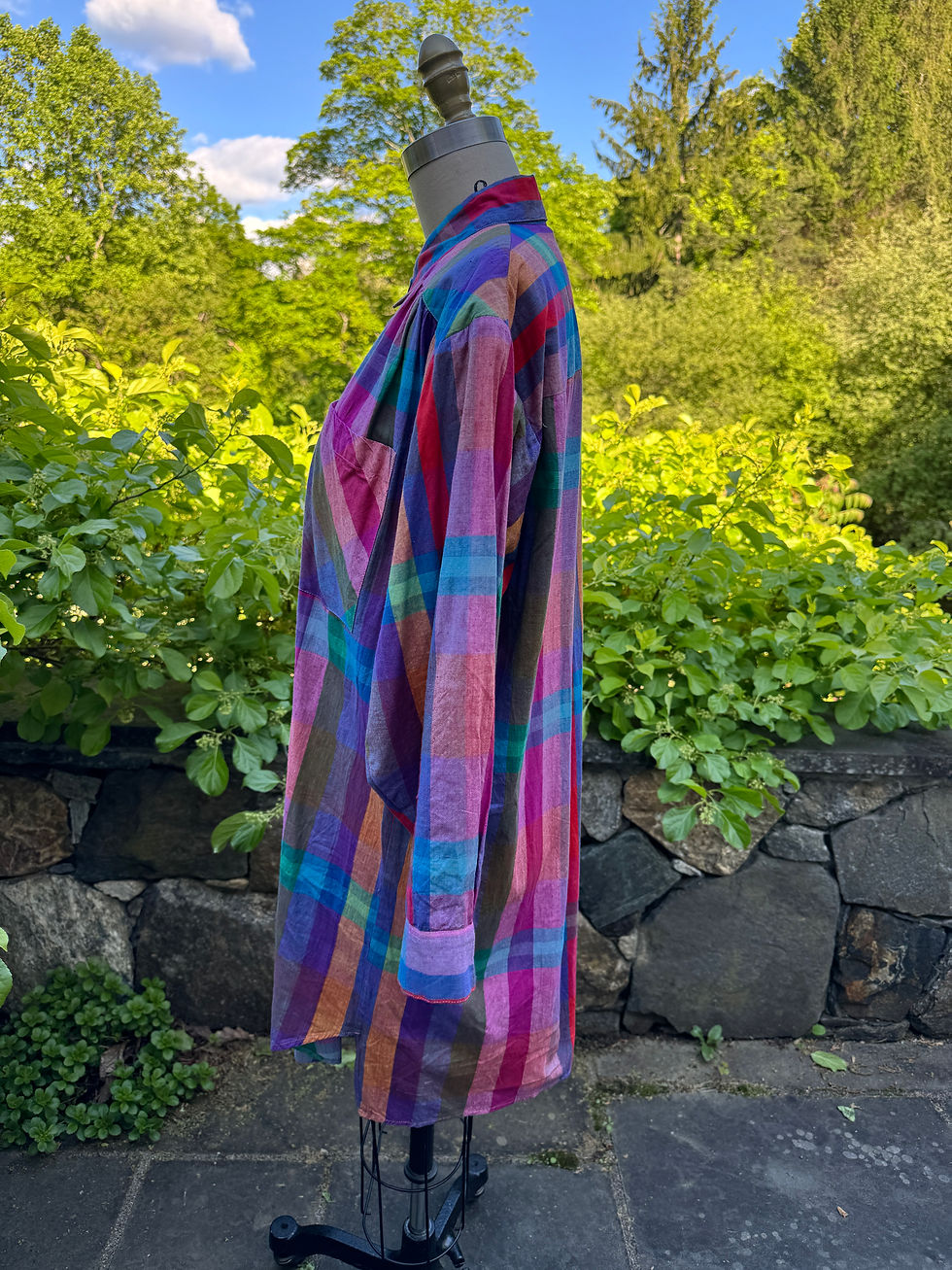 Thumbnail: 1980's Rainbow Plaid Cotton Tunic