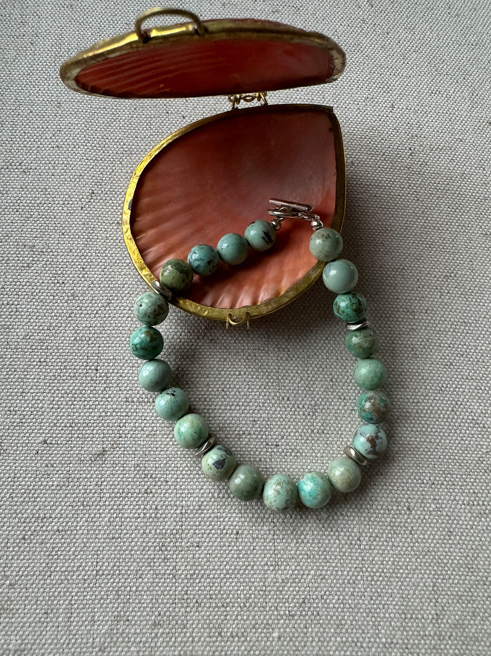 Thumbnail: Turquoise And Sterling Silver Hand Beaded Bracelet