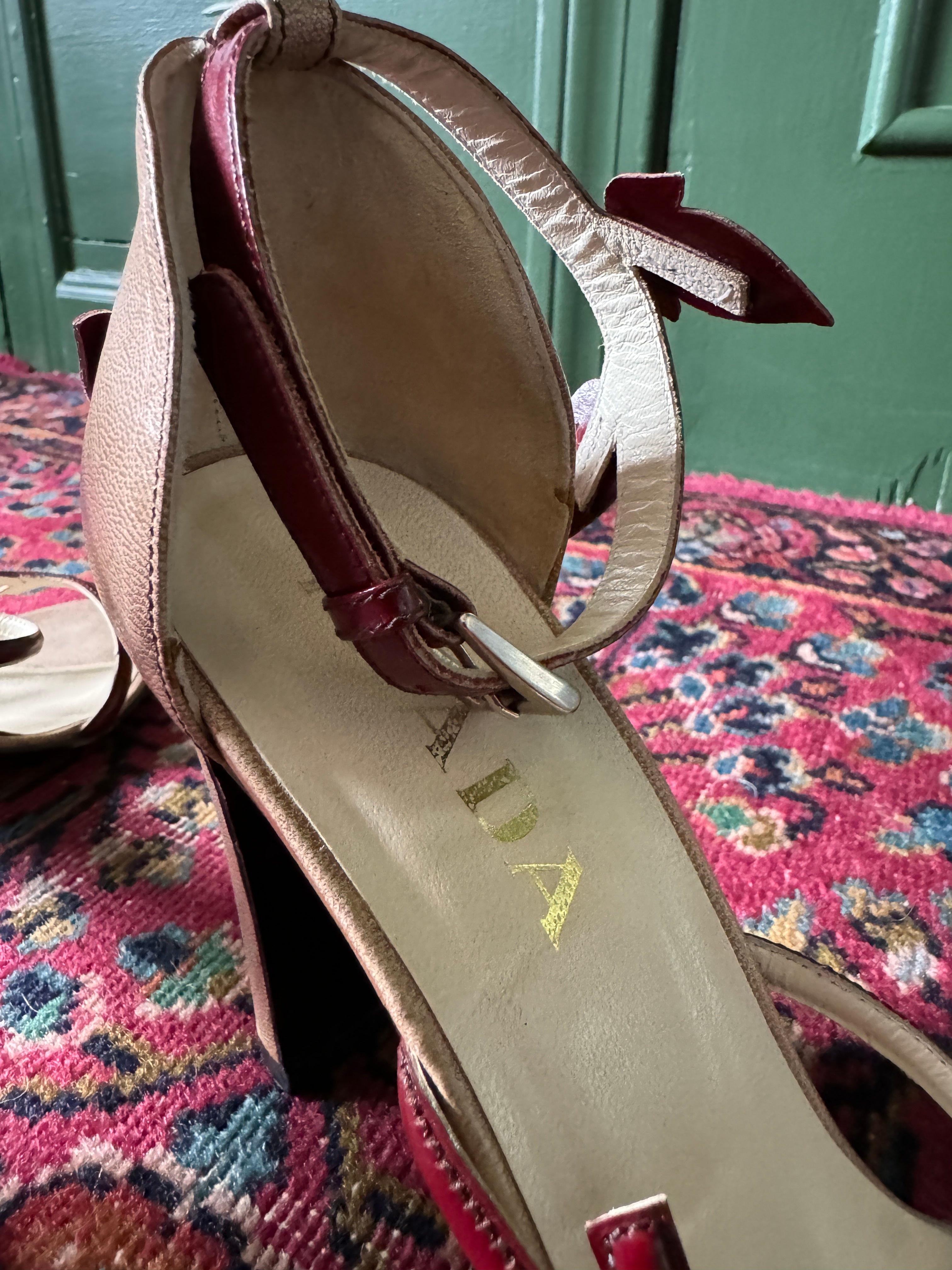 Vintage S/S 1997 Prada Vine Leaf Branch Heels - Runway | Flora Vintage