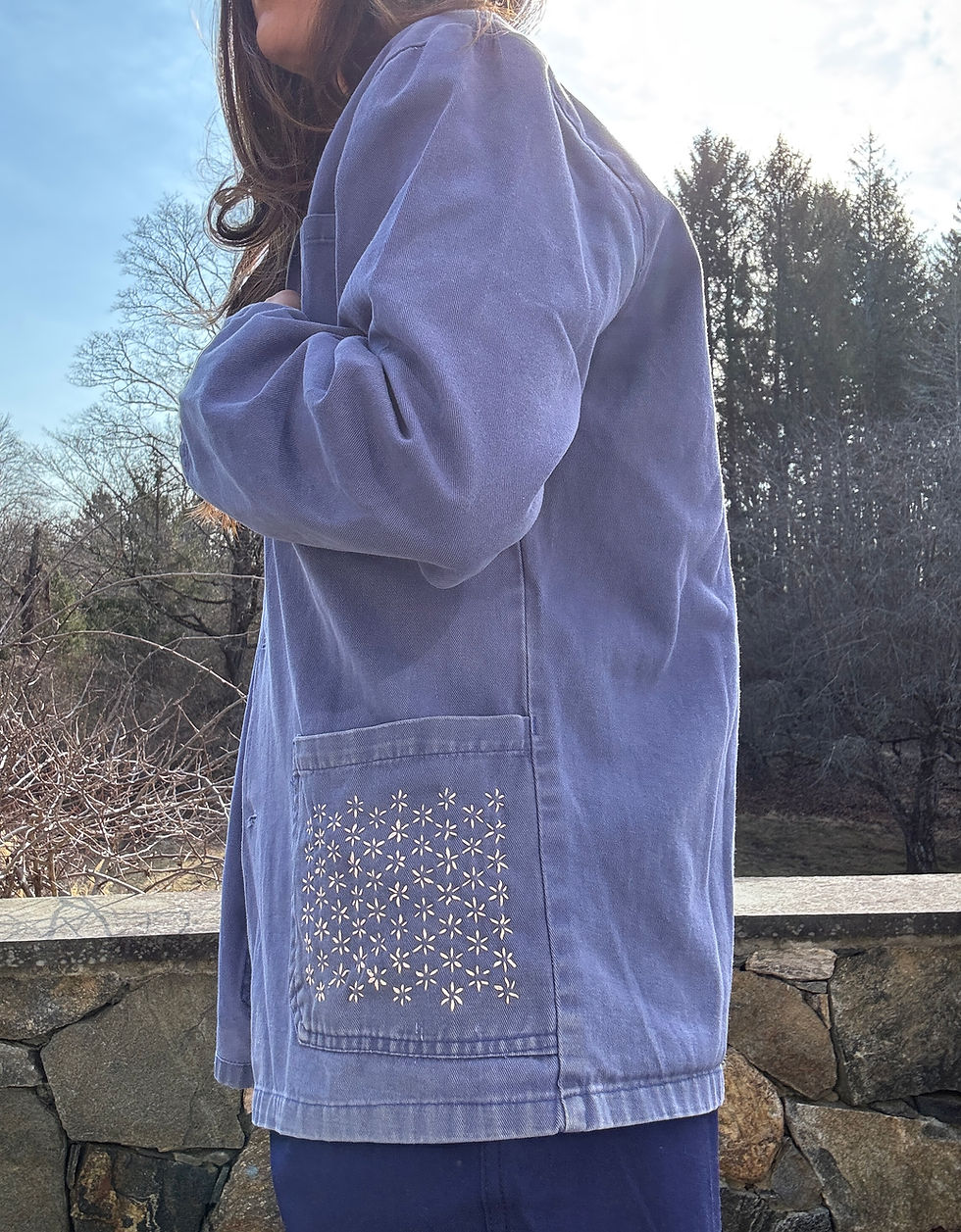 Thumbnail: 1940's French Chore Jacket with Sashiko Daisy Stitching
