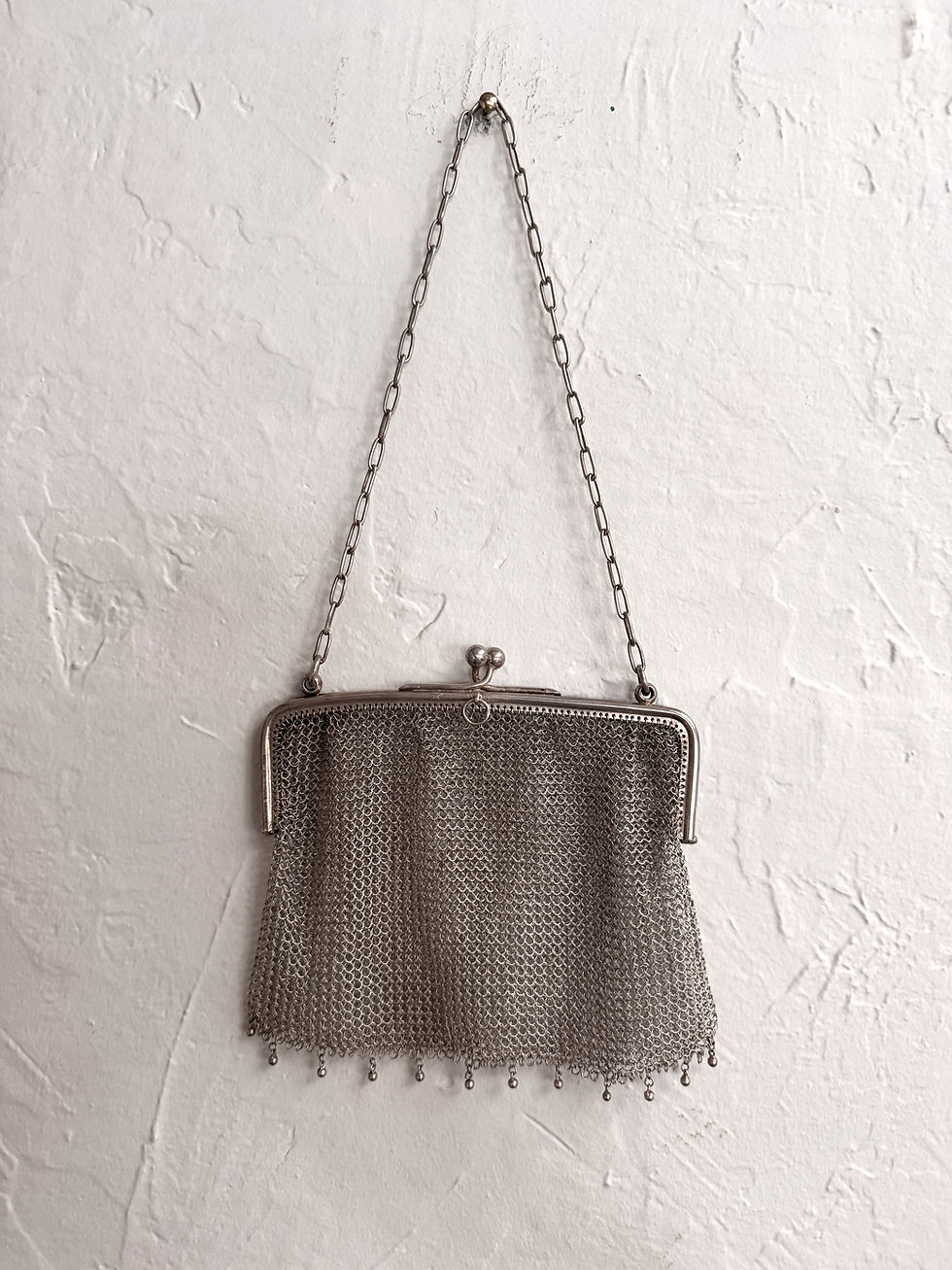 Thumbnail: Sterling Silver Mesh Art Deco Evening Bag with Fringe (1930s–40s)