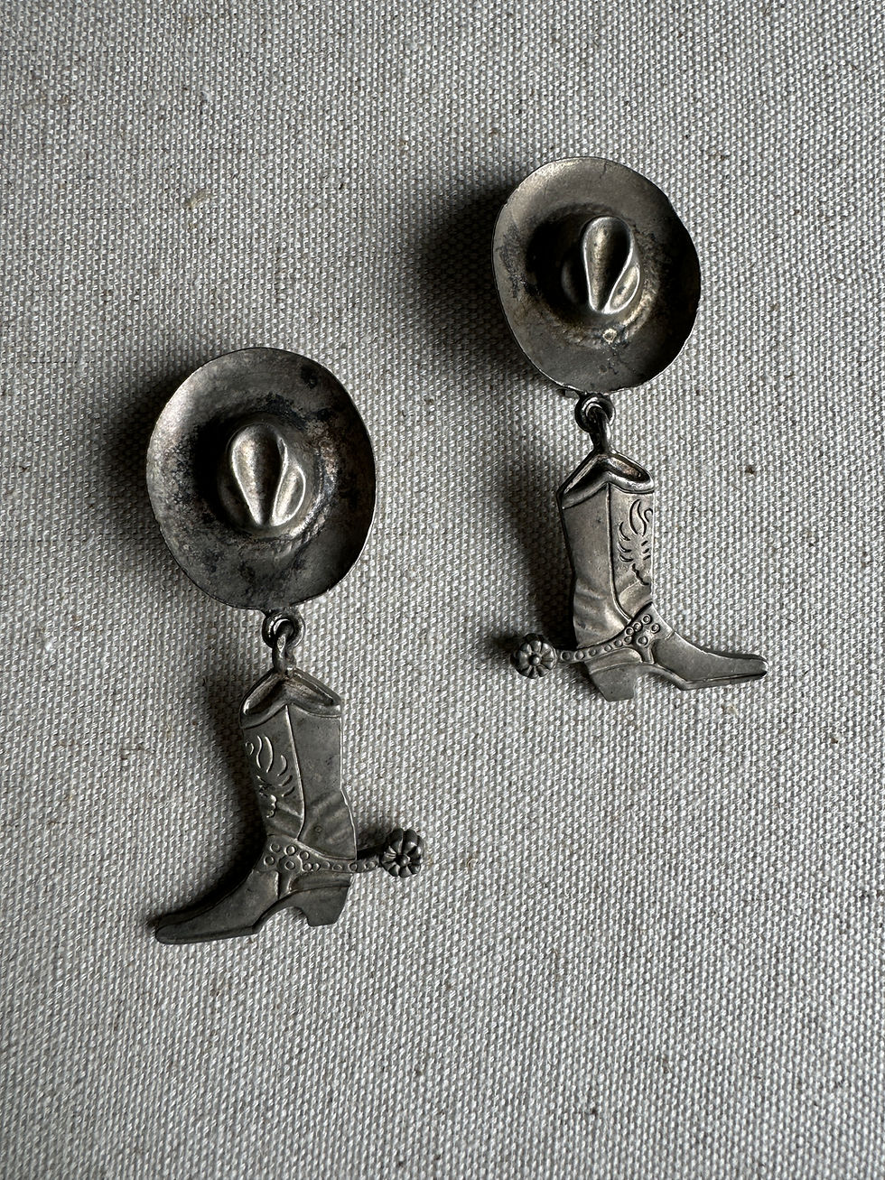 Thumbnail: Vintage Western Cowboy Boot & Hat Earrings