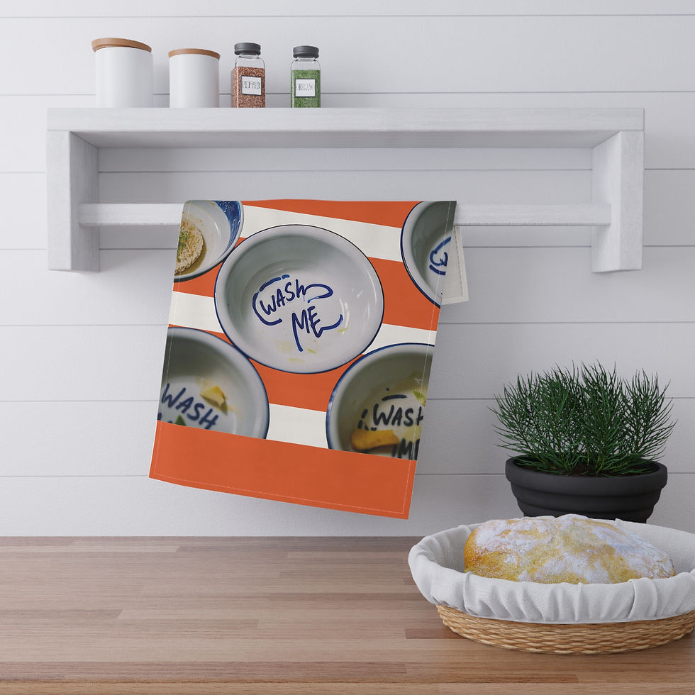 Custom Name On Whimsical Tea Towels - "Wash Me" Design for a Playful Kitchen