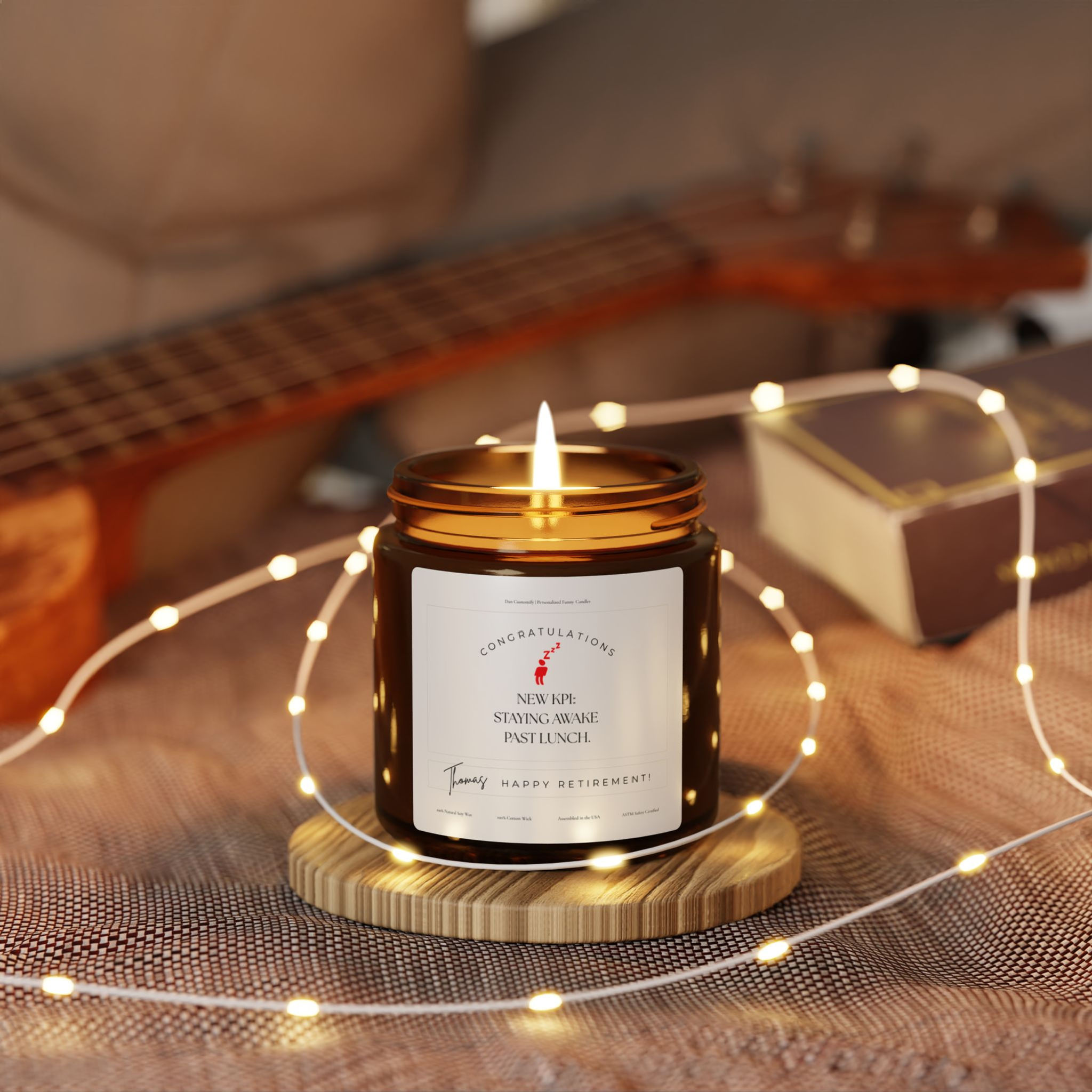  "New KPI: Staying Awake" Funny Retirement Candle – White Edition