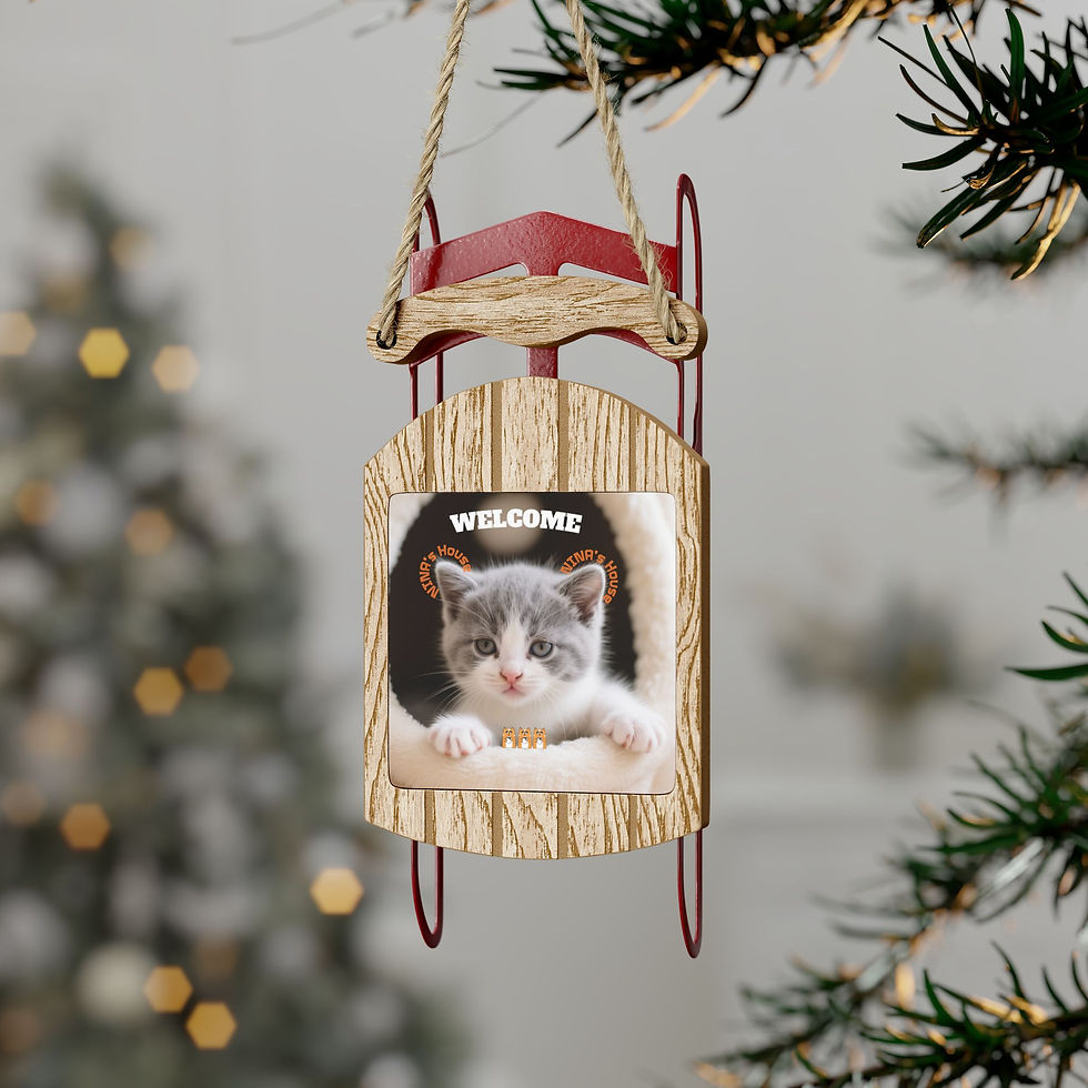 Welcome Sled Ornament, Memorial Gift, Cat Lover's Decor