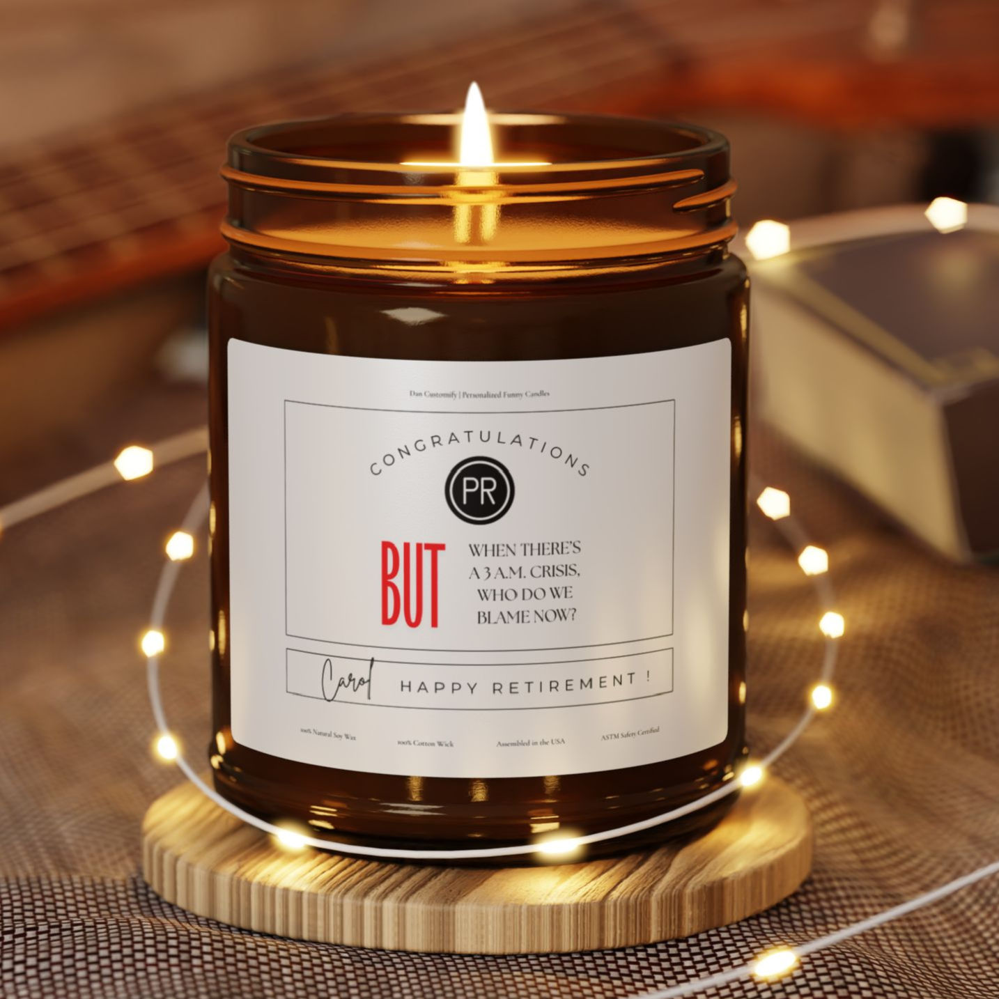 Funny PR Retirement Candle: 3 A.M. Crisis – White Edition