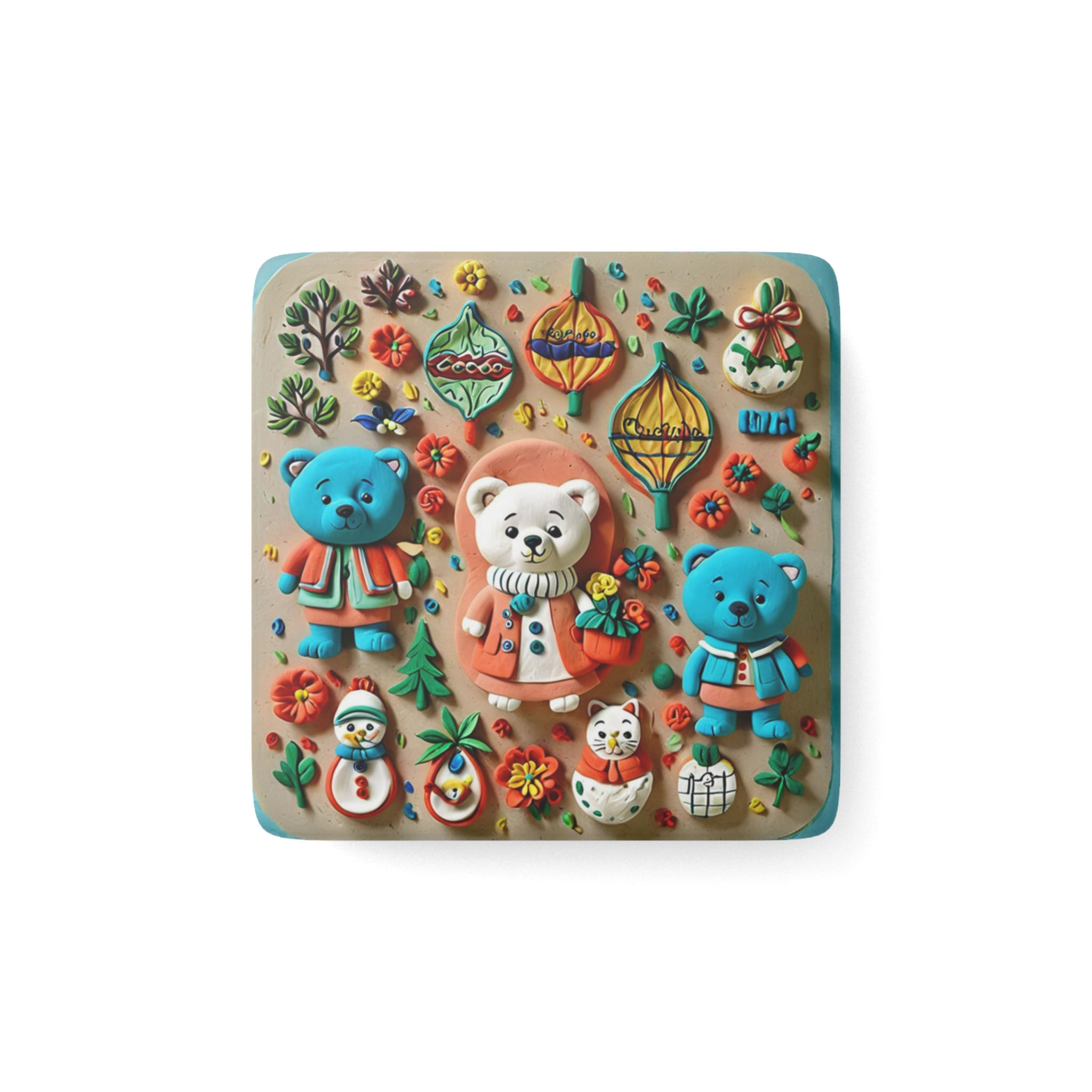 Porcelain Christmas Bear Fridge Magnet - Customizable