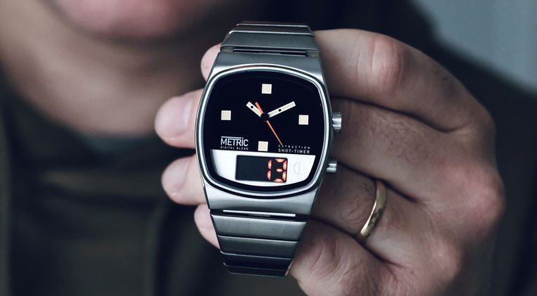 Brew Metric Digital Blend Review America Brand Hybrid Quartz LED Espresso Timer Chronograph Mainspring Watch Magazine