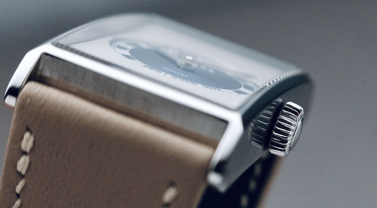 Fears Arnos Pewter Blue Review Rectangular Dress Watch