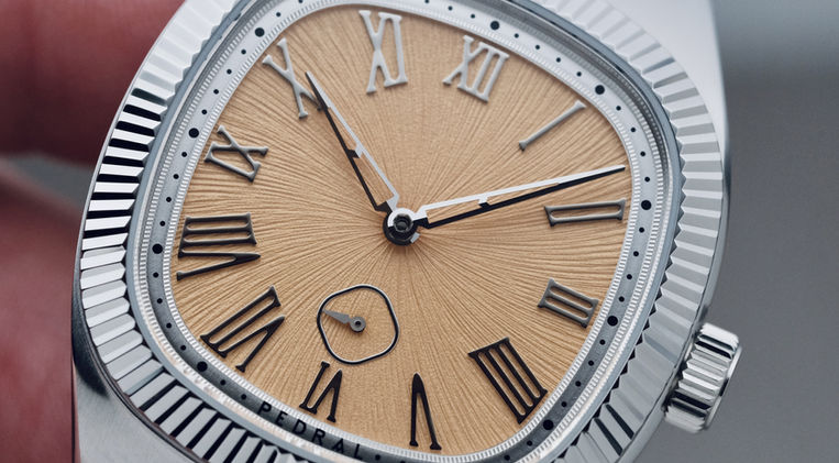 Pedral Maestro Small Seconds Aura Gold Review Swedish Microbrand Watch Guilloché Dial Dress Watch Mainspring Watch Magazine