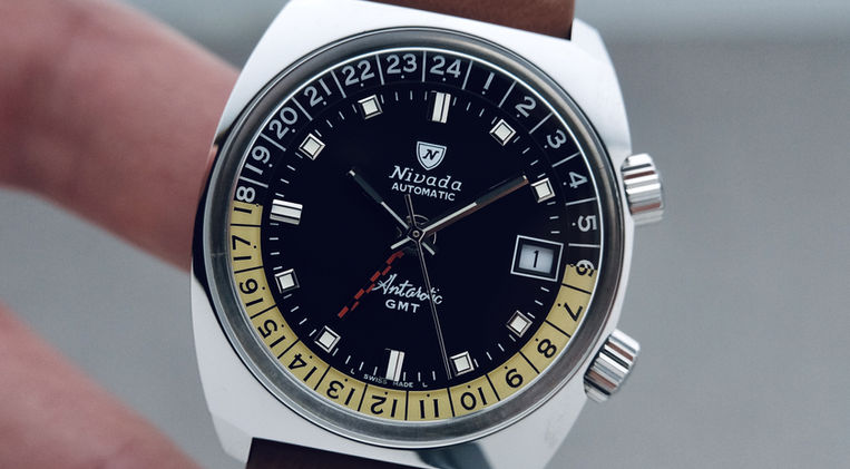 Nivada Grenchen Antarctic GMT Black Review Vintage Swiss Made Watch Golden Age of Horology Mainspring Watch Magazine